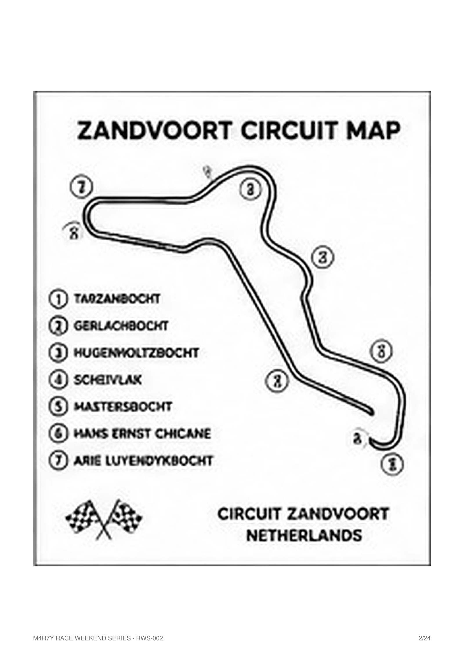 Zandvoort Circuit map from the M4R7Y RWS-002 Race Weekend Colouring Book