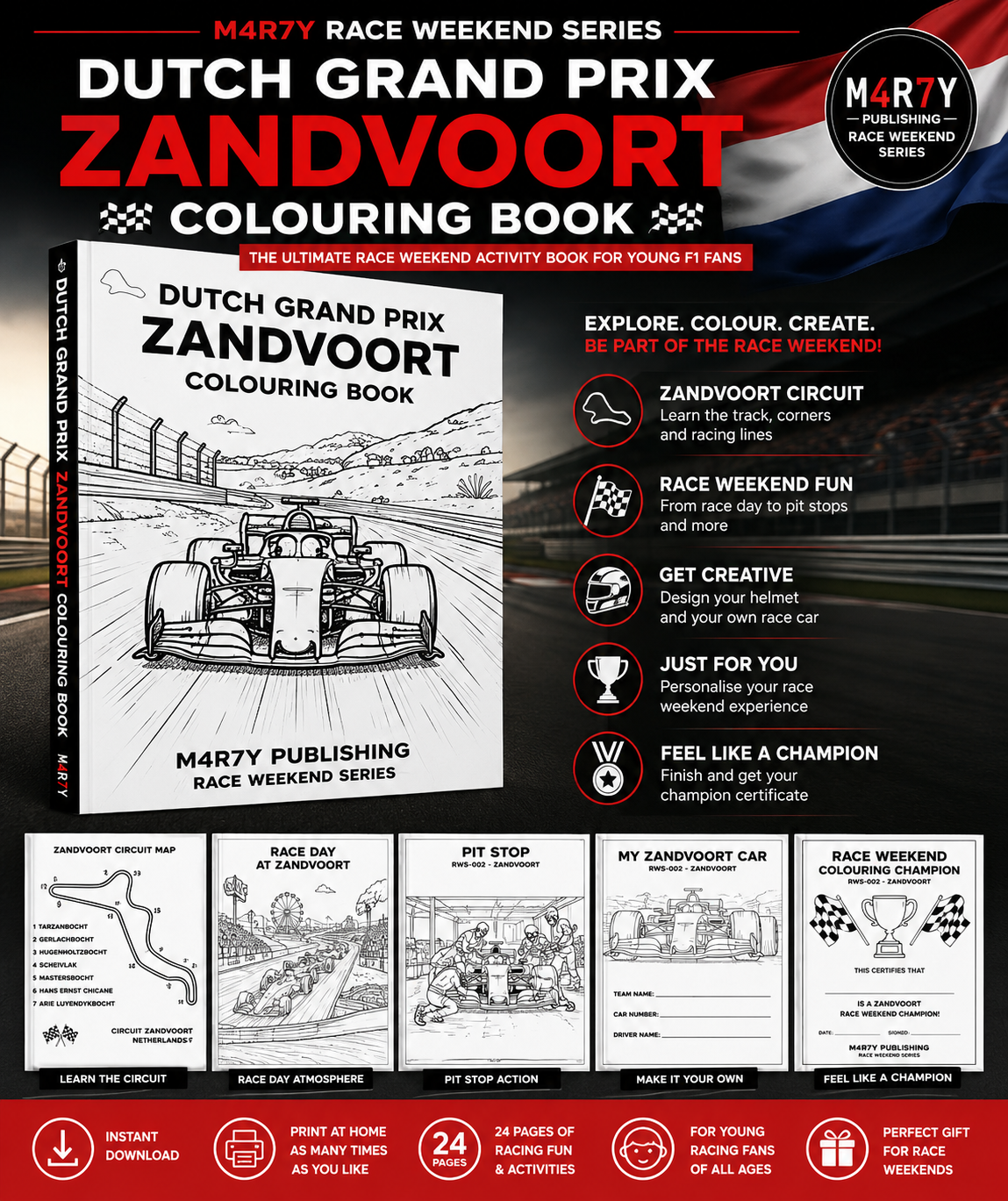 M4R7Y RWS-002 Zandvoort Race Weekend Colouring Book marketing image