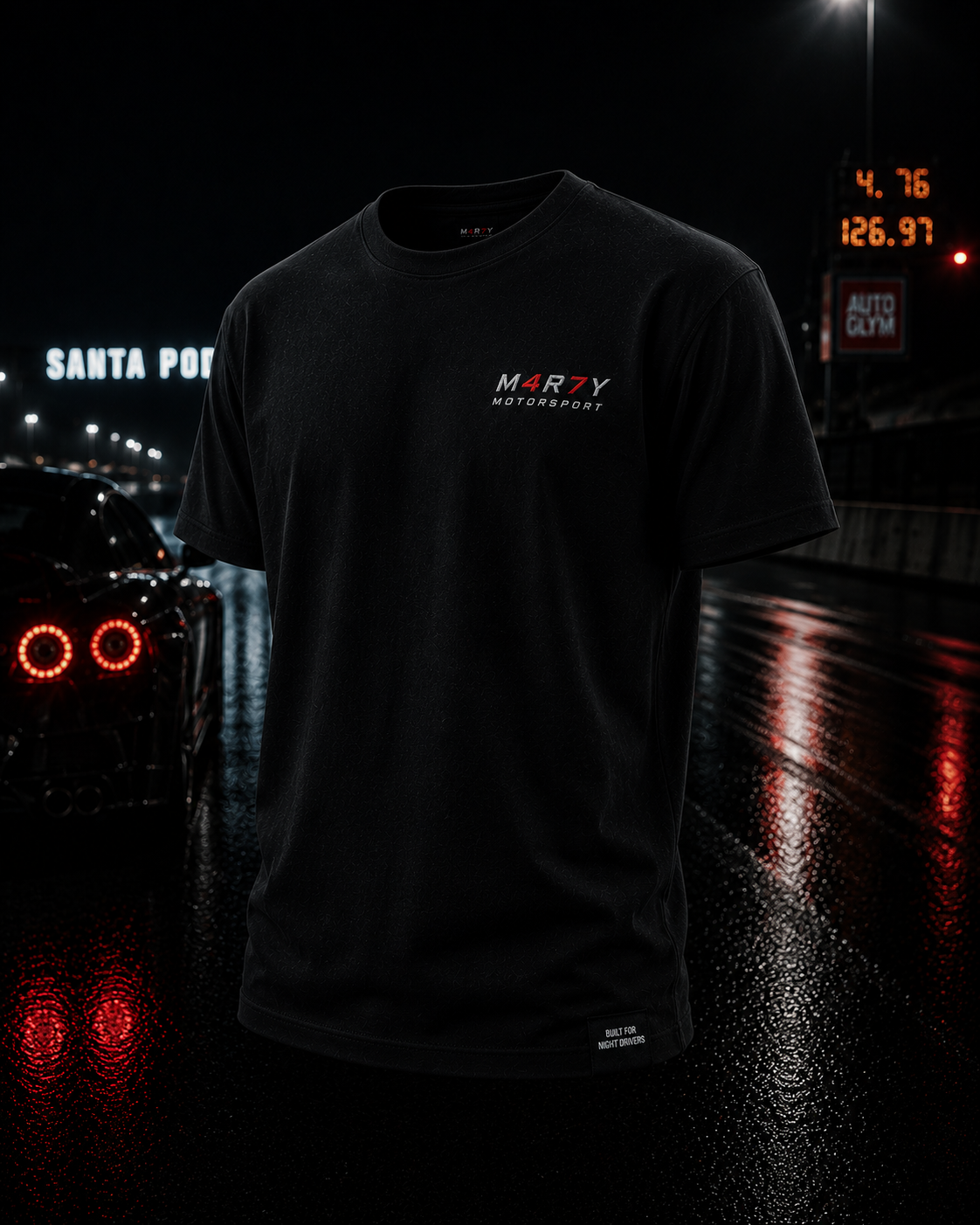 M4R7Y Motorsport Essential Embroidered Tee – Black