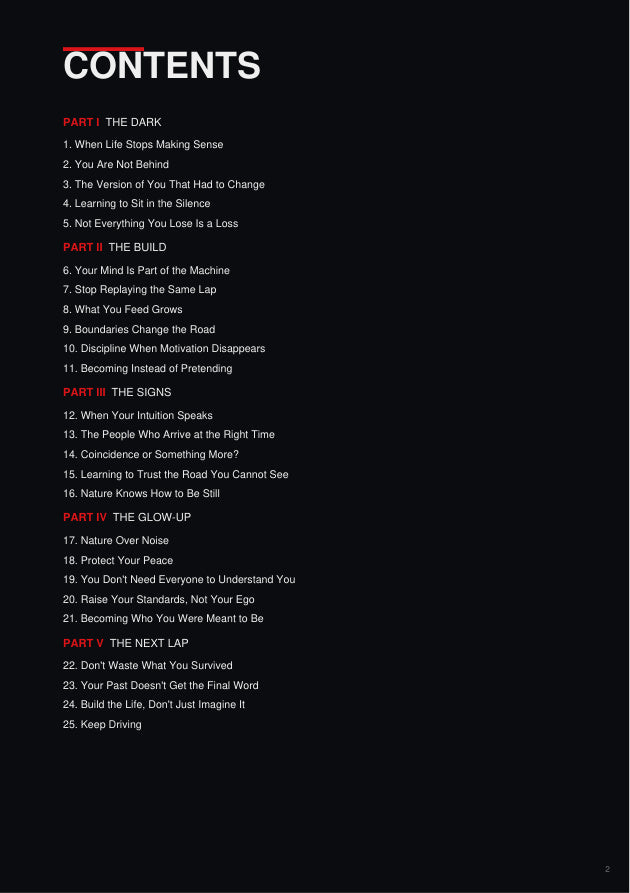 BUILT IN THE DARK contents page